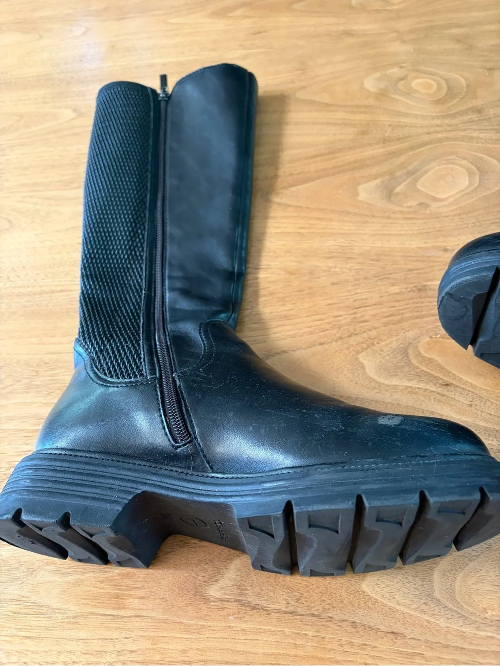 Women's Tamaris Black Knee-High Chunky Sole Boots size 38